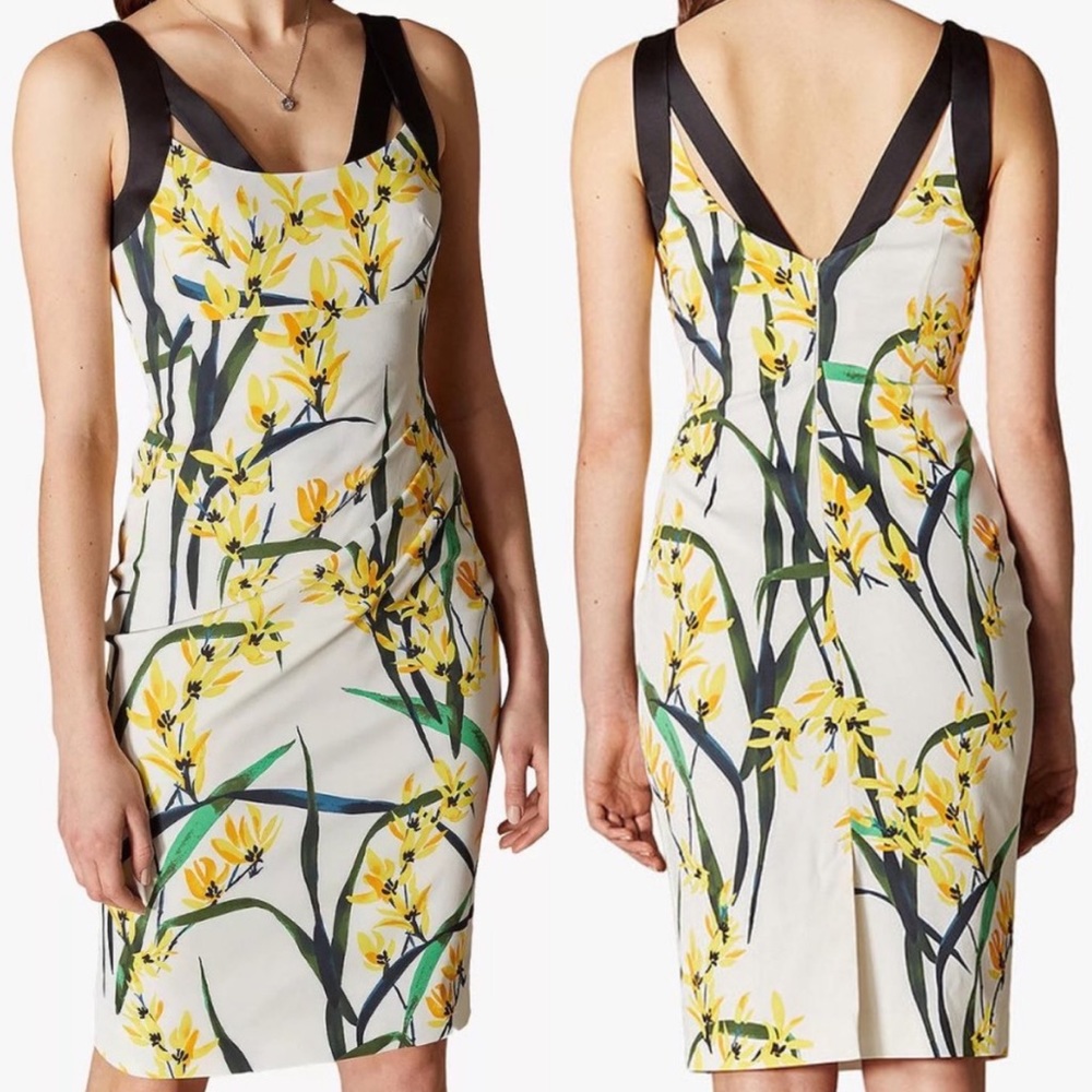 Karen Millen Floral Strappy Sheath Dress Size 6